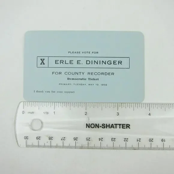 Political Campaign Election Card Darke County Ohio Erle Dininger Vintage 1932 - Picture 7 of 12